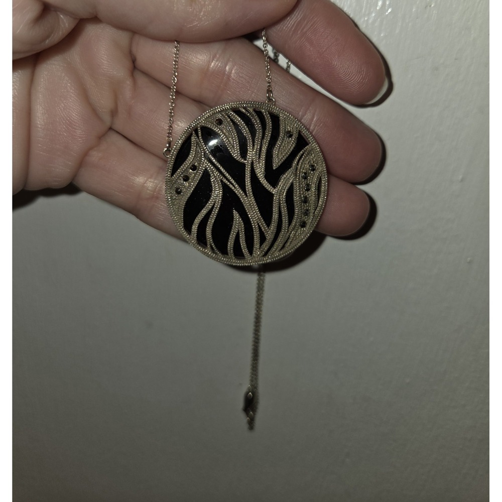 Huge Onyx And Marcasite Necklace. .925. Chunky. Art To Wear. Modern